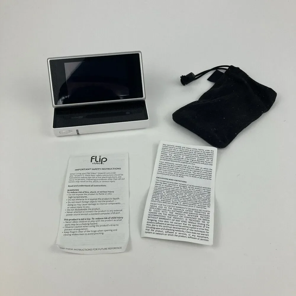 Flip Video Slide HD Video Camera Camcorder 2010 /w Bag | Defective FOR PARTS